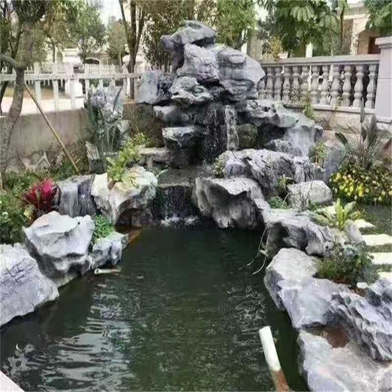 东海庭院假山鱼池图片